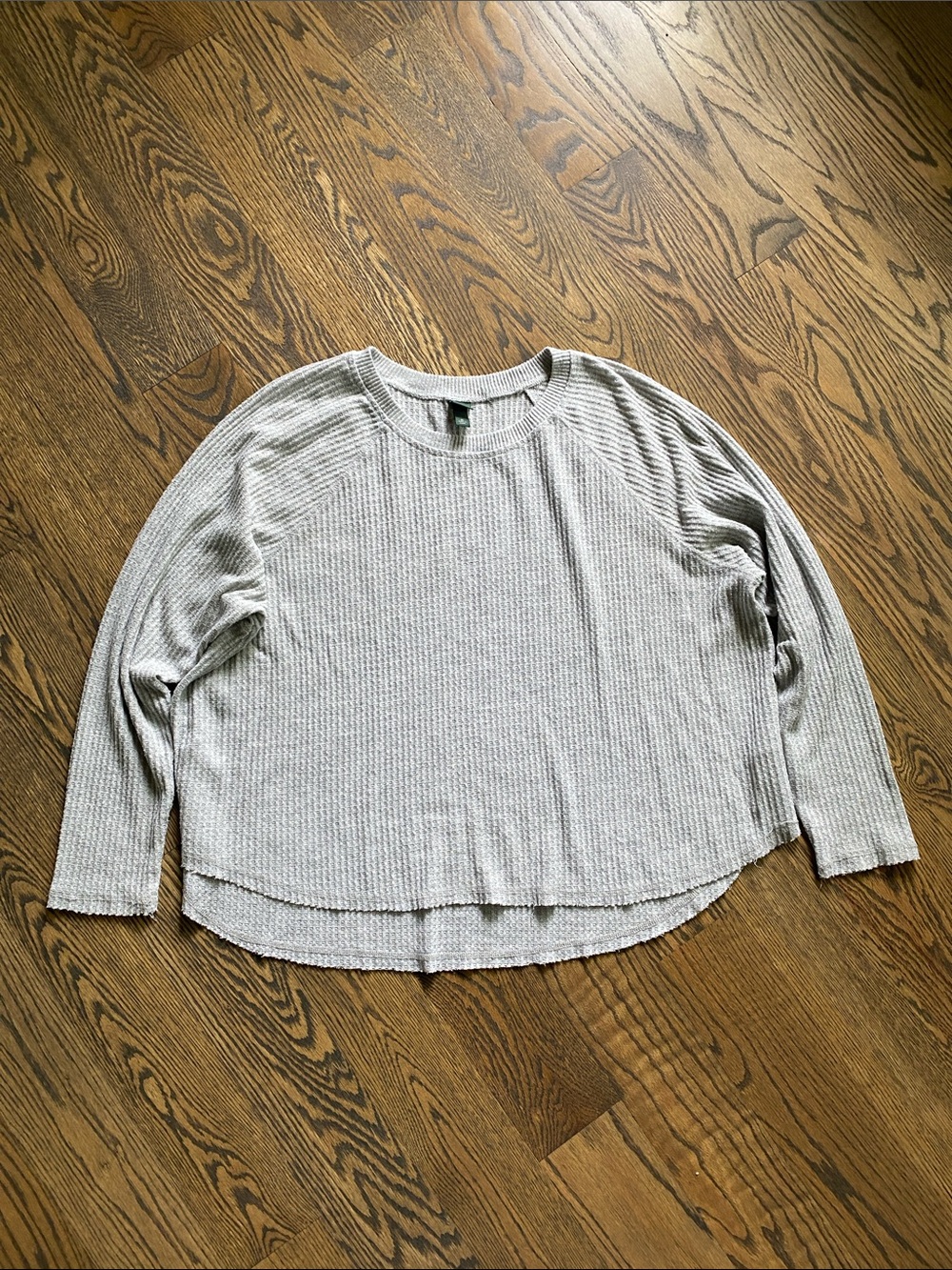 wild fable Light Gray Waffle Knit Long Sleeve Top